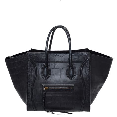 celine phantom black croc embossed|Celine Stamped Croc Medium Phantom Luggage .